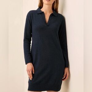 Pact Polo Sweater Dress Women’s S Black Long Sleeve Casual Comfort Knit Preppy